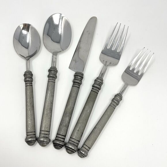 Pottery Barn 70% PEWTER Banded Handle & 18/8 Stainless Dinner Knife 8 7/8” - Picture 5 of 5